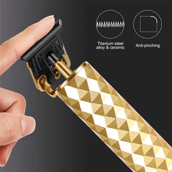 Profesionálny USB Nabíjateľné strojčekov na strihanie Vlasov, Účes Fréza Elektrický Zastrihávač Chĺpkov v Luxusnom Zlato Mužov Okraji Vlasy Orysovanie Rezanie Stroj
