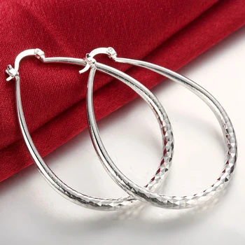 2020 Nový Príchod 925 Silver Oválne Hoop Náušnice Pre Ženy, Svadobné Strieborné Šperky