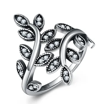 Utimtree Originálny Dizajn 925 sterling silver Šperky Prstene Cubic Zirconia Leaf Zapojenie Promise Ring pre Ženy Darček