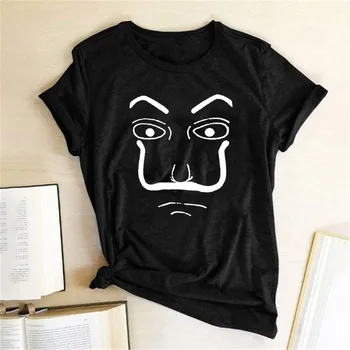 La Casa De Abstraktných Tlač Ženy T-shirt Peniaze Heist Tees TELEVÍZNEHO Seriálu T-Shirt Krátkym Rukávom Letné Bežné Lumbálna topy Tee Tričko Femme