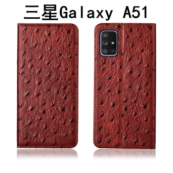 Pštrosie pravej kože magnetické telefón prípade držiteľa karty pre Samsung Galaxy A51 A11 A21 A31 A41 A70E A71 A81 A91 M31 M21 závesu
