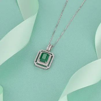 Wong Dážď 925 Sterling Silver Emerald Moissanite Drahokam Zapojenie Vintage Náhrdelník Prívesok Pre Ženy, Jemné Šperky, Darčeky