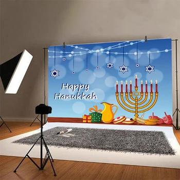 Modrá Hanukka Foto Pozadie Šťastný Dovolenku Strany Hashanah Fotografie Pozadí Menora Židovskej Sviečky, Dekorácie Chanuka Banner