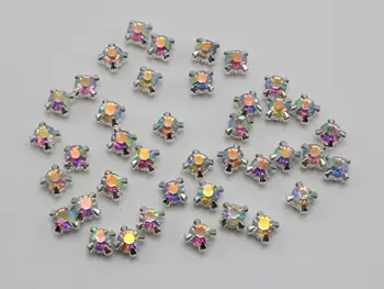 100 Striebornej Farby s čírymi AB Crystal Glass Kamienkami Rose Montees 6 mm Šiť na Korálky