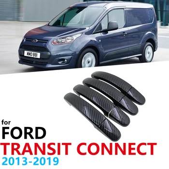 Lesklý Čierny Carbon Fiber Kľučky Dverí Ochranný Kryt Dvere na Ford Transit Connect MK2 Vozeň 2013~2019 Auto Príslušenstvo Styling