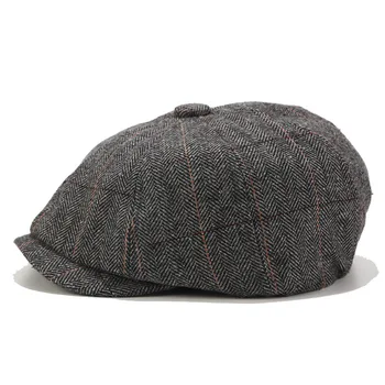 Beret pánske British vintage tweed spp jesenné a zimné nové osemhranné klobúk ženské vonkajšie voľný čas maliar Klobúk Príliv francúzsky beret
