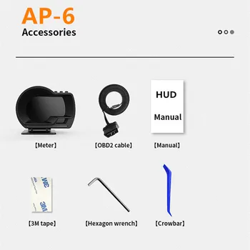 AP-6 HUD Displej OBD+GPS Tachometer Smart palubný Počítač S Nastaviteľným Držiakom Jasné Kód Poruchy Auta, Head-up Displej