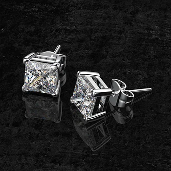 Knobspin 925 Sterling Silver Stud Náušnice Pre Ženy Šumivé Vysokým Počtom Atómov Uhlíka Diamant Strany Jemné Šperky Veľkoobchod