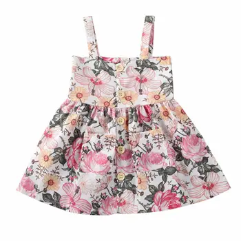 2020 Detské Letné Oblečenie 1-5T, Baby, Dievčatá Princezná Kvet Strany Bežné Šaty Batoľa Detský Popruh Sundress