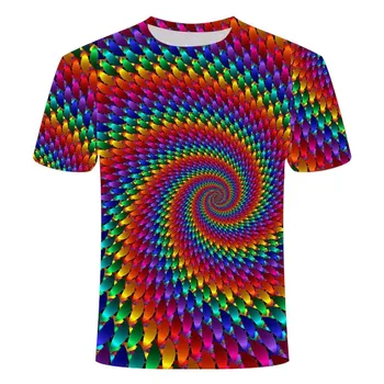 Nové 3D závrat hypnotické vytlačené T-shirt pánske, dámske vtipné krátke rukávy T-shirt, pánske top, 3D art-krátke rukávy