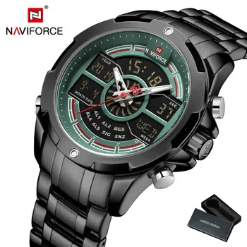 NAVIFORCE Vojenské Pánske Hodinky Top Značky Luxusné Quartz Športové Náramkové hodinky Dual Time Digitálne Hodiny Nepremokavé reloj hombre NF9170
