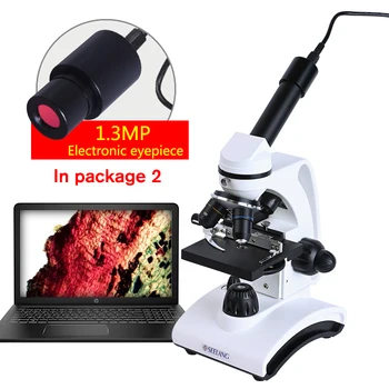1600X HD Monokulárne Biologický Mikroskop +1,3 MP elektronický okulár+14 KS príslušenstvo LED endoskopu Študent Vzdelávacích