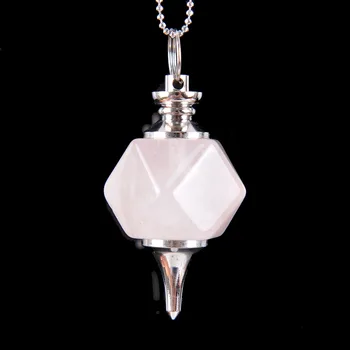 Mnohostranné Prírodného Kameňa Kyvadla pre Proutkaření Veštenie Uzdravenie Ružový Kremeň White Crystal Prívesok Ženy Muži Šperky D718—D720