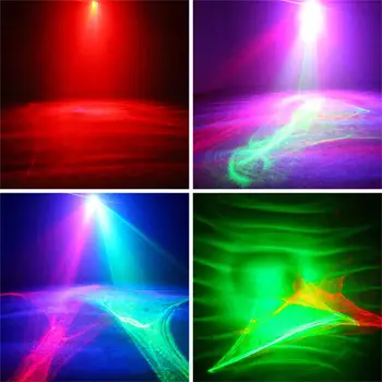 Mini IR Diaľkové Červená Zelená Aurora Laserového Svetla & 3W RGB LED Zvlnenie Zmiešané Projektor Lampa Party Disco Stage Show DJ Svadobné Osvetlenie