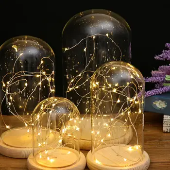 Moderné Sklo Displeja Dome Cloche s Pozastavené LED Rozprávkových Svetiel Vianočný Darček Závod Kvetinové Vázy Kontajner DIY Krajiny Projekty