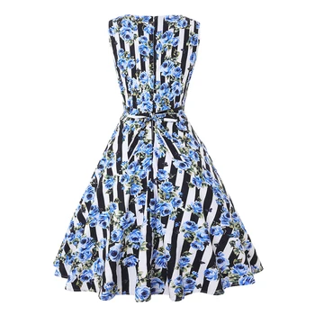 OTEN Ženy Letný Kvetinový Tlač Retro Vintage 50. rokov 60. rokoch Bežné Strany Rockabilly Pin up Šaty Dámske Elegantné Šaty Plus Veľkosť xxxl