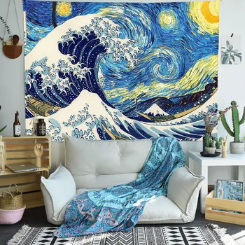 Simsant Veľká Vlna Kanagawa Nástenné Gobelíny Japonský Oceánu Vlny Umenie Stene Visí Tapisérie pre Obývacia Izba Domov Koľaji Dekor