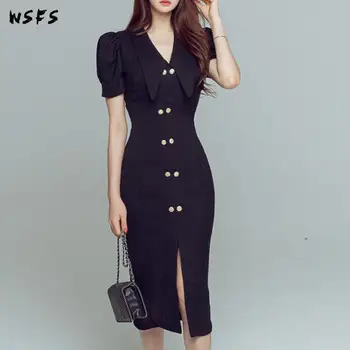 Letné Šaty Vintage Elegantné Ružové Kórejskej Ženy Šaty Večera Oblečenie Bithday Bodycon Čierne Sexy Party Office Midi Zábal Sundress
