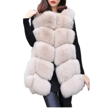 Lisa Colly Vysoko kvalitné Ženy Umelú Kožušinu Vesta kabát Luxusné Fox Kožušinový Kabát, Bundy Outwear Zime Teplé Kožušiny vesta
