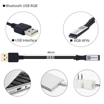 RGB RGBW Bluetooth LED Controller USB / 24 Tlačidiel / 40 Kľúče, IR Diaľkové Ovládanie / APP Control Pre RGB / RGBW / RGBWW LED Pásy Svetla