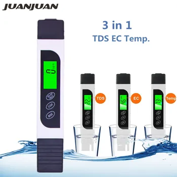 3 V 1 pre Digitálne TDS ES Merač Teploty Tester Vodivosti Vody Filter Čistota Pero Likvidných Nástrojov Kvality s podsvietením 40%off