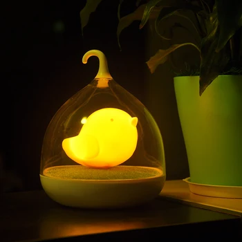 Kreatívne Roztomilý Birdcage LED Nočné Svetlo USB Nabíjateľné Dotykový Stmievač Tabuľka Vták Ľahké Prenosné Noc Čítanie pre Deti Baby