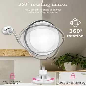 360 Stupňov Otočná LED make-up Zrkadlo S Led Svetlom prísavky Ploche Zrkadlá 10X Zväčšovacie make-up Zrkadlá Svetlo
