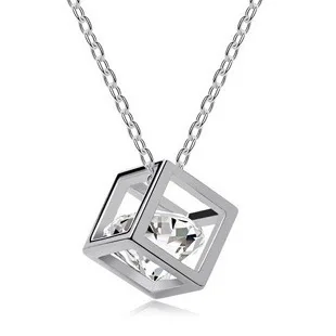 DSHOU106 Žena punk štvorcový kovový náhrdelník retro zirkón prívesok náhrdelník z nehrdzavejúcej ocele zlatý náhrdelník