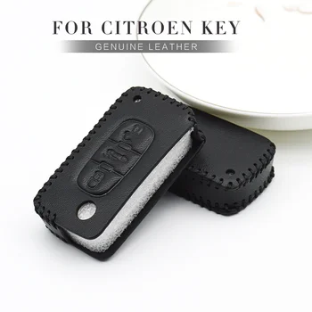 Skutočné Kožené Kľúča Vozidla Prípade Kryt Plášťa Darček Príslušenstvo Pre Citroen C1 C2 C3 C4 C5 C6 C7 C8 C4l Ds3 Ds5 Berlingo Keychain Držiteľ