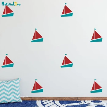 Plachetnica Stene Nálepku 2-Farby Námorných Obtlačky Škôlky Roztomilý Námorných Dekorácie Deti Detská Izba Detská DIY Loď nástenné Maľby YT5092