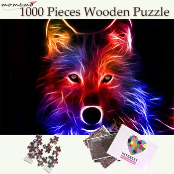 MOMEMO Vlk Puzzle 1000 Kusov Drevených Farba Zvierat Skladačka Puzzle 1000 Ks Puzzle Hry Hračky pre Dospelých Teenager Collectiable Darček