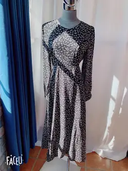 S-XL Plus Veľkosť Nové Jarné Šaty Dievčatá Boho Šifón Žena Vintage Šaty Strany nadrozmerná dlhý Rukáv Ženy Šaty Župan Vestido