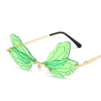 Frameless Dragonfly slnečné Okuliare Ženy Kovová Retro Slnečné Okuliare Mužov Transparentné Tichom Šošovky Okuliare UV400