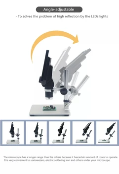 G1200 Digitálneho Elektronického Mikroskopu 12MPX 7 Palcový Veľký Displej LCD Displej 1-1200X Kontinuálne Zosilnenie Nástroj zväčšovacie sklo