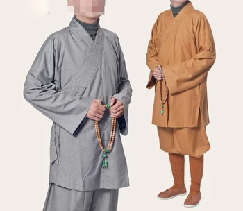 Unisex Hrubé Jeseň&Jar Budhistické shaolin monks uniformy vyhovuje arhata kung fu bojových umení oblečenie yellowgray