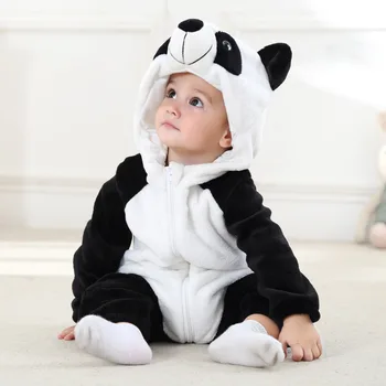 Dieťa Dievča Oblečenie Batoľa Inflant Romper Cartoon Panda Stich Pyžamo Zimné Flanelové Dieťa Jumpsuit Zvierat S Kapucňou Kugurumi Oblečenie