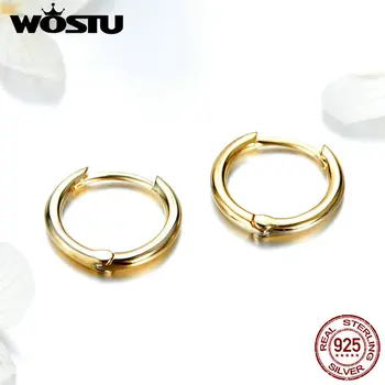 WOSTU kórejský Módne 925 Sterling Silver Kruhu Zlatá Farba Stud Náušnice Pre Ženy, Svadobné Zapojenie Striebro 925 Šperky CQE558