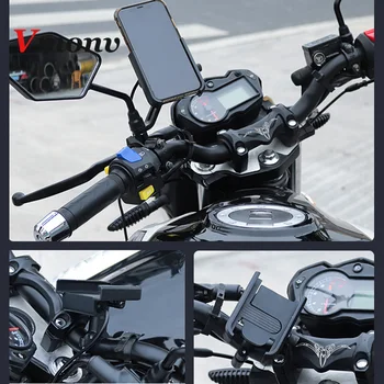 Vmonv Univerzálny Kovový Chargable Motocykel Spätné Zrkadlo Mobilný Telefón Držiak Na Stojan Smartphone Riadidlá Bike Moto Mount Držiak