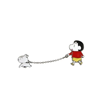 Crayon Shin-chan a pes Smalt Pin Cartoon Zvieratá Brošňa Anime Fanúšik Zber Odznak Jedinečný Dar
