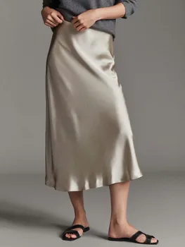 Couture Jeseň a v Zime Lila Zákazku dámske Sukne юбка 2020 Vintage Vysoký Pás A-Line Saténové Sukne kórejský Štýl jupe