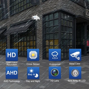 Smar Home Security 720P 1080P AHD Kamery Vonkajšie Nepremokavé Ulici Fotoaparátu, Vstavaný IR-CUT Filter AHD-H Fotoaparát Kovové puzdro CCTV