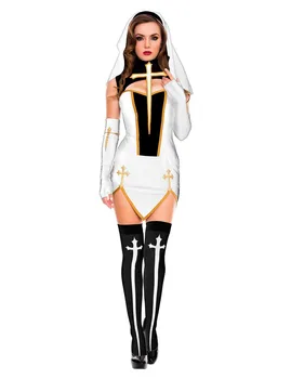 Halloween Kostým Pre Ženy Cosplay Sexy Mníšky Kostým Oblečenie Fantasy Mníšky Sestra Slim Šaty Uniformy
