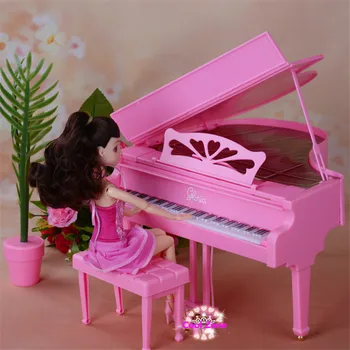 Miniatúrne Nábytok Piano pre Barbie Doll House Predstierať, že Hrať Hračky pre Dievča Doprava Zadarmo