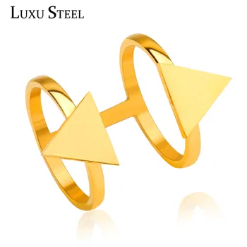 LUXUSTEEL Jednoduchý Štýl Zlatá Farba Duté Z Trojuholník, Krúžok Pre Ženy Snubné Prstene anillos Accesorios Mujer