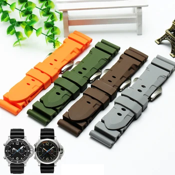 Silikónové watchband pre PAM111 PAM0061 PAM00682 náramok športové hodinky remienok 24 mm náramok waterproof black príslušenstvo, pás
