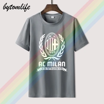 AC Miláno Taliansko Italia Futbal Calcio Futbol T Shirt Lete Tlače Čiernej Populárne Tričko Bavlnené Tričká Krátky Rukáv Unikátny Muži Topy
