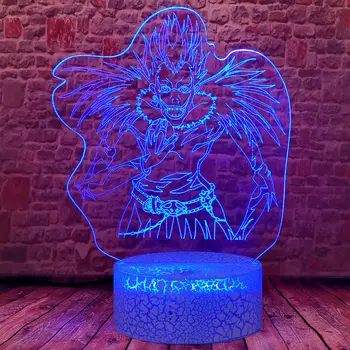Blikajúce Death Note Ryuuku Anime Obrázok 3D LED Farebný Dotykový Stôl Nočného Cartoon Model Svetla do Hračky