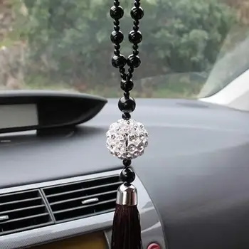 Nové Závesy Auto Auto Prívesok Spätné Zrkadlo Závesné Lucky Charm Prívesok Ornament Buddha Korálky Crystal Ball Dekorácie Interiéru