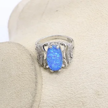 95%mimo 925 Sterling Silver Blue Opal Svadobné Šperky Sady Pre Ženy Náhrdelníky Náušnice, Prívesky Krúžok Nastaví Na Narodeniny Darček