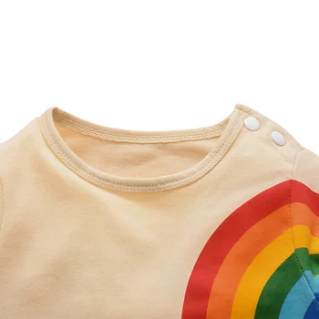 Jeseň Dieťa Remienky Chlapec Dievča Dlhý Rukáv Rainbow Prúžok Tlače Rôznorodému Dizajnu Deti Bežné Jumpsuit 0-18 M